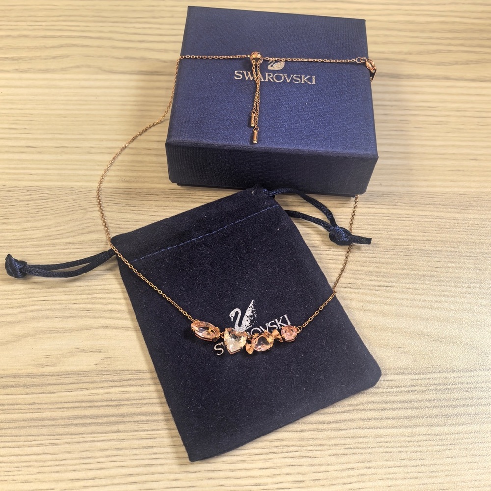 Swarovski Gold Necklace with Crystal Accents